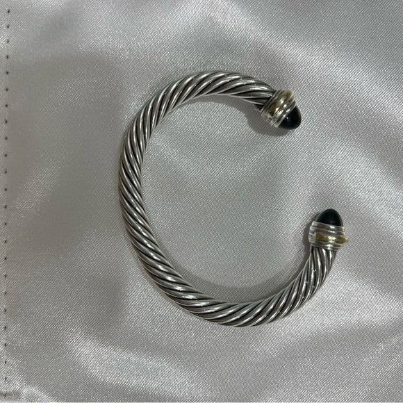 David Yurman 7mm onyx sterling cable cuff bracelet - Picture 6 of 8